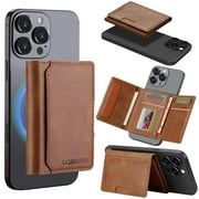 Kowauri for MagSafe Card Wallet Bag compatible with MagSafe Invisible Ultra-Thin Lightweight Kickstand Magnetic Mobile Wallet Man Woman, 8 Card Slots. (Brown, H