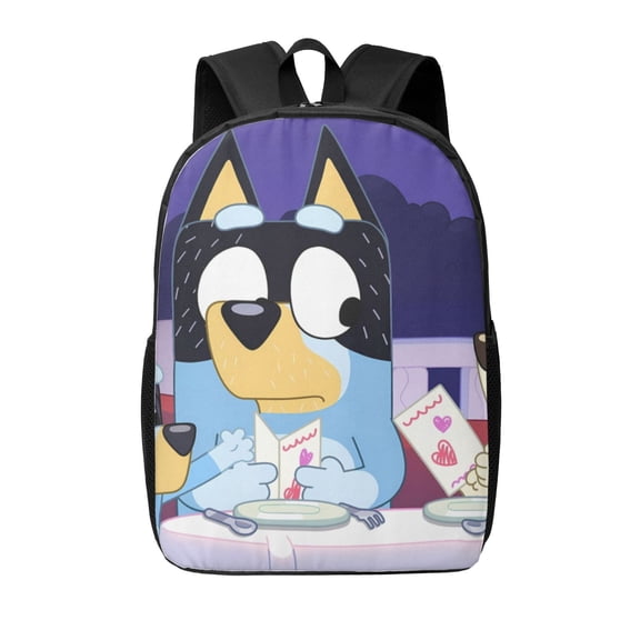 Kowoue Bluey Pattern 17-inch Student Backpack – Lightweight School Bag Adjustable Shoulder Straps Backpack, Breathable and Comfortable-One Size