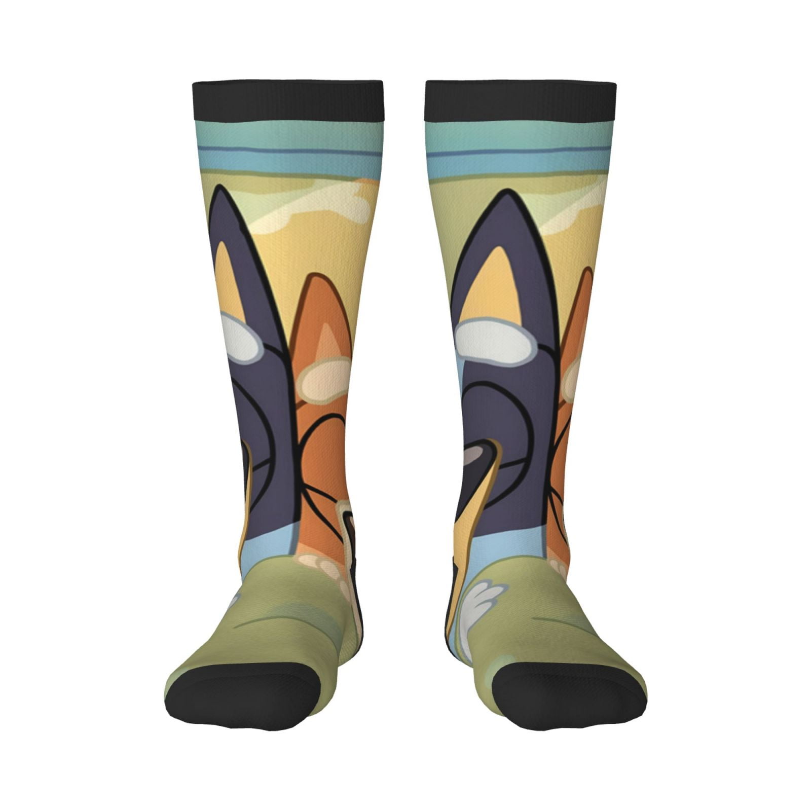 Kowoue Bluey Pattern Adult Stockings, Color-Block Knee High Socks ...