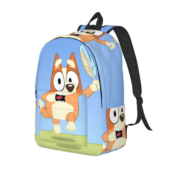 Kowoue Bluey Pattern Canvas Backpack – Student Double Shoulder Bag, Durable & Lightweight Canvas School & Outdoor Backpack-Medium