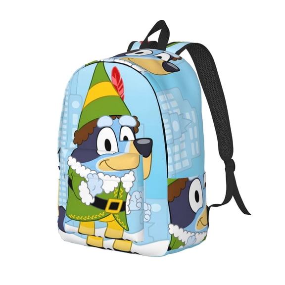 Kowoue Bluey Pattern Canvas Backpack – Student Double Shoulder Bag, Durable & Lightweight Canvas School & Outdoor Backpack-Medium