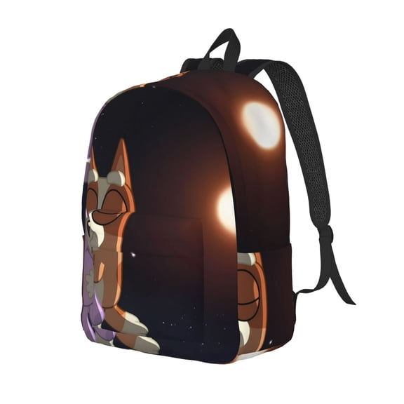 Kowoue Bluey Pattern Canvas Backpack – Student Double Shoulder Bag, Durable & Lightweight Canvas School & Outdoor Backpack-Medium