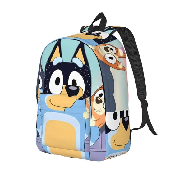 Kowoue Bluey Pattern Canvas Backpack – Student Double Shoulder Bag, Durable & Lightweight Canvas School & Outdoor Backpack-Medium