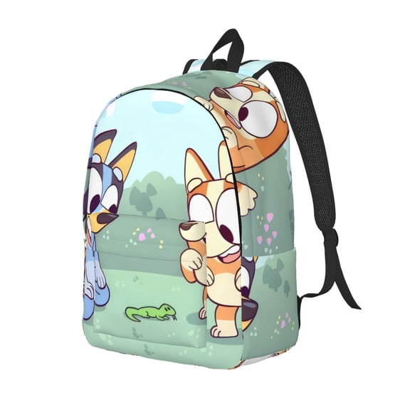 Kowoue Bluey Pattern Canvas Backpack – Student Double Shoulder Bag, Durable & Lightweight Canvas School & Outdoor Backpack-Medium