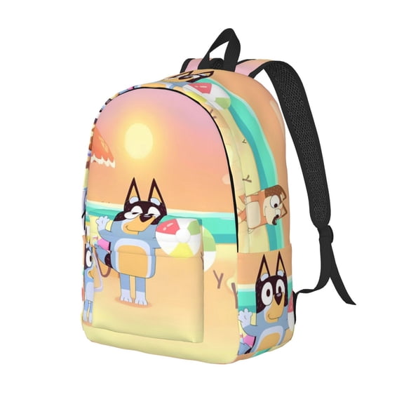 Kowoue Bluey Pattern Canvas Backpack – Student Double Shoulder Bag, Durable & Lightweight Canvas School & Outdoor Backpack-Small