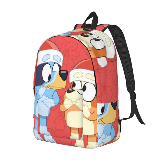 Kowoue Bluey Pattern Canvas Backpack – Student Double Shoulder Bag, Durable & Lightweight Canvas School & Outdoor Backpack-Small