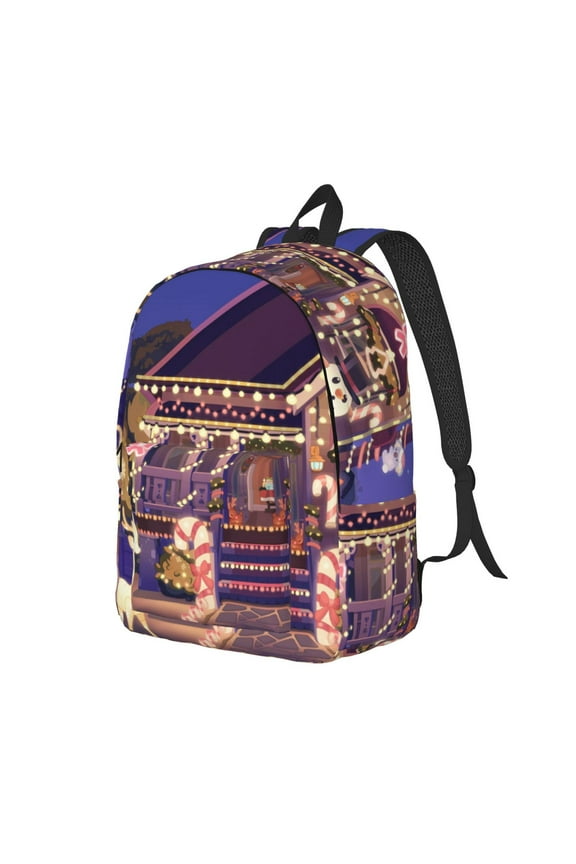 Bluey Pattern Canvas Backpack – Student Double Shoulder Bag, Durable & Lightweight Canvas School & Outdoor Backpack-