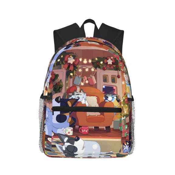 Kowoue Bluey Pattern Casual Backpack – School Backpack Lightweight & Ergonomic Design, Water-Resistant, Spacious & Comfortable, Travel