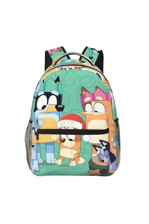 Bluey Pattern Casual Backpack for School & Travel Lightweight Ergonomic Backpack with Laptop Compartment, Multiple Pockets-One Size