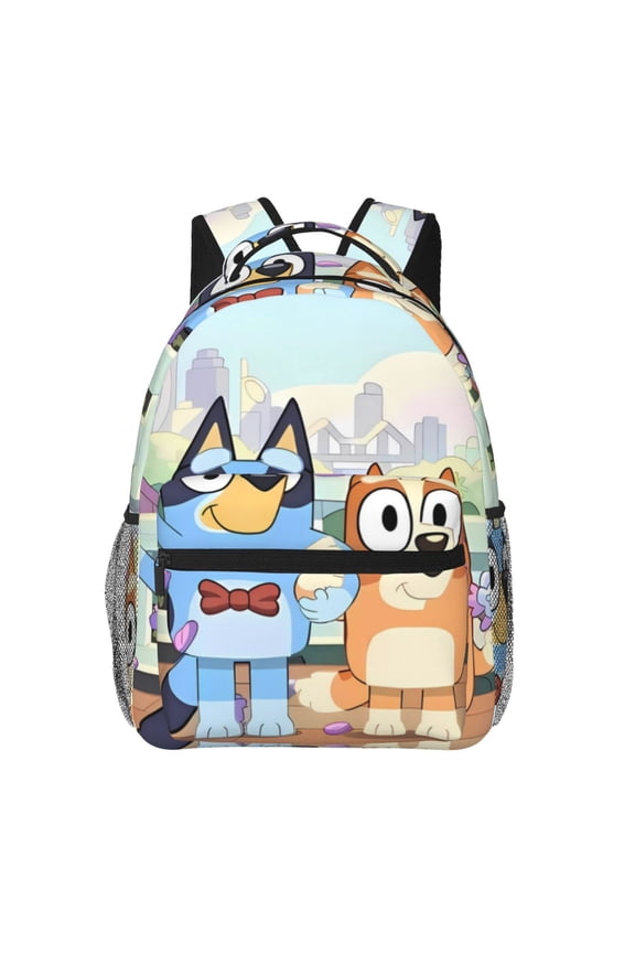 Bluey Pattern Casual Backpack for School & Travel Lightweight Ergonomic Backpack with Laptop Compartment, Multiple Pockets-One Size