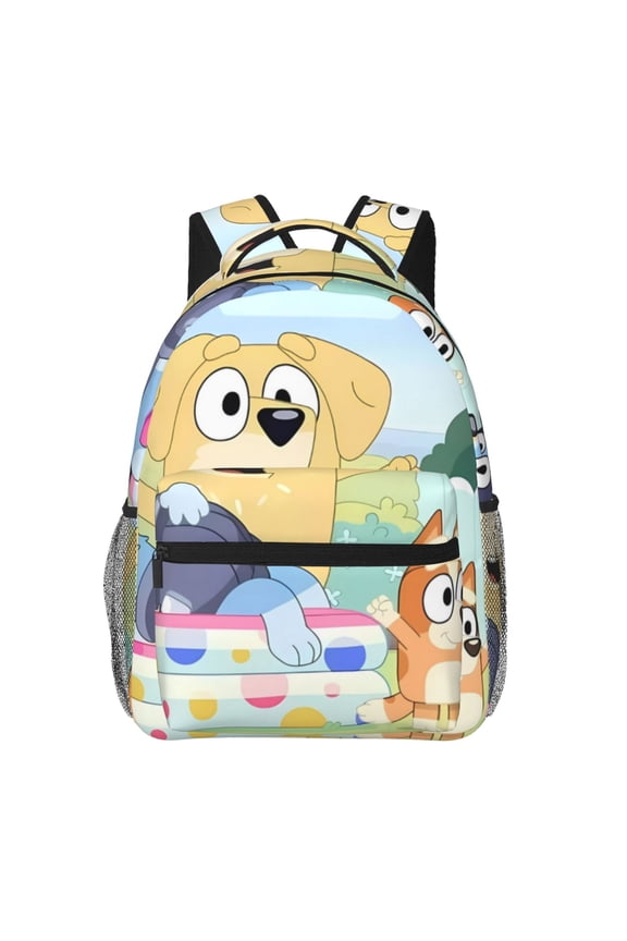 Bluey Pattern Casual Backpack for School & Travel Lightweight Ergonomic Backpack with Laptop Compartment, Multiple Pockets-One Size