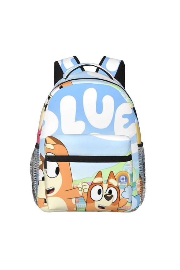 Bluey Pattern Casual Backpack for School & Travel Lightweight Ergonomic Backpack with Laptop Compartment, Multiple Pockets-One Size