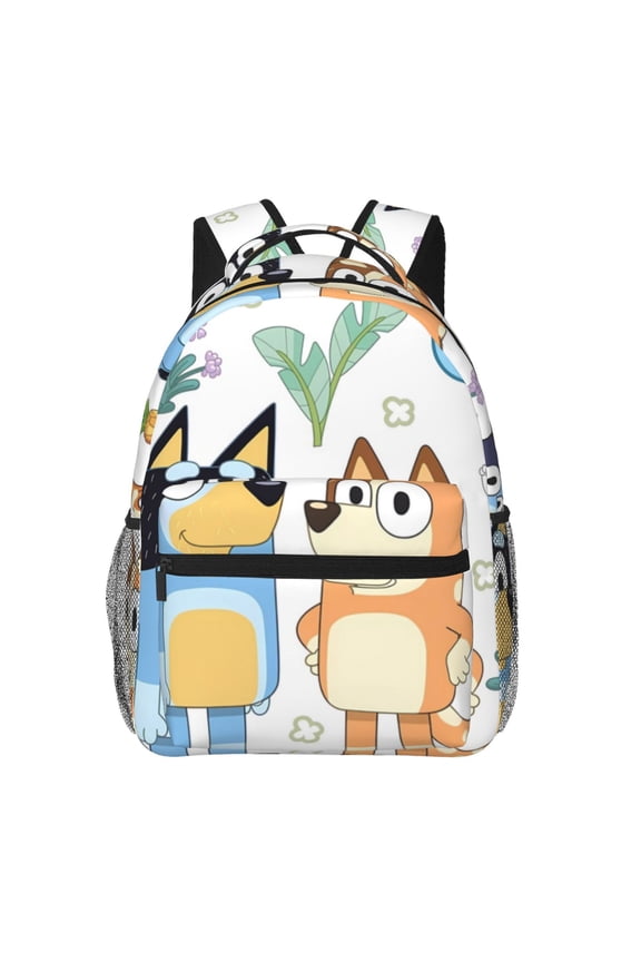 Bluey Pattern Casual Backpack for School & Travel Lightweight Ergonomic Backpack with Laptop Compartment, Multiple Pockets-One Size