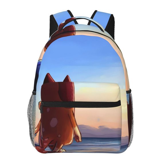 Kowoue Bluey Pattern Casual Backpack for School & Travel Lightweight Ergonomic Backpack with Laptop Compartment, Multiple Pockets-One Size