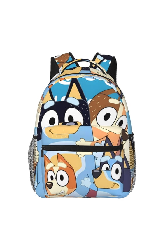 Bluey Pattern Casual Backpack for School & Travel Lightweight Ergonomic Backpack with Laptop Compartment, Multiple Pockets-One Size