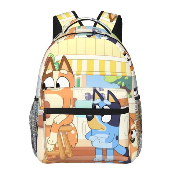 Kowoue Bluey Pattern Casual Backpack for School & Travel Lightweight Ergonomic Backpack with Laptop Compartment, Multiple Pockets-One Size