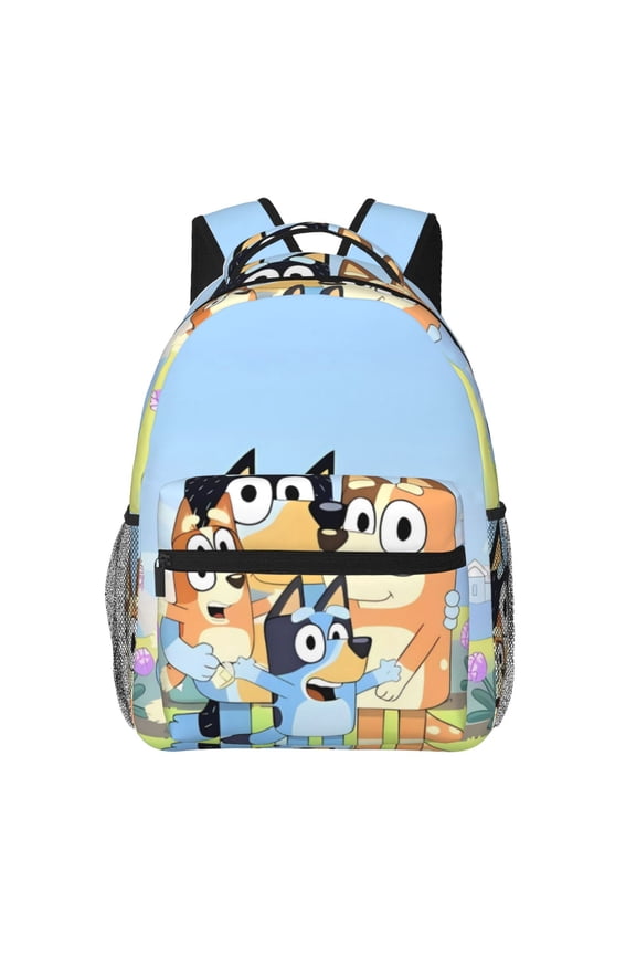 Bluey Pattern Casual Backpack for School & Travel Lightweight Ergonomic Backpack with Laptop Compartment, Multiple Pockets-One Size