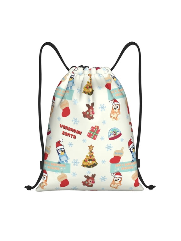Bluey Pattern Drawstring Backpack Bag Sport Gym Sackpack Cinch Bags Drawstring Bags Draw String Sport Bag-Medium