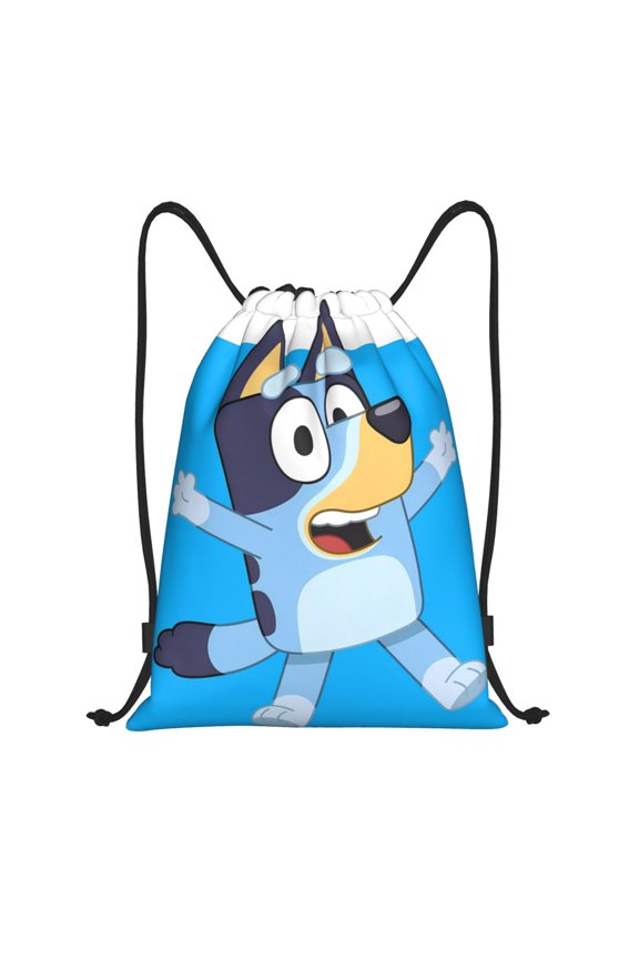 Bluey Pattern Drawstring Backpack Bag Sport Gym Sackpack Cinch Bags Drawstring Bags Draw String Sport Bag-Medium