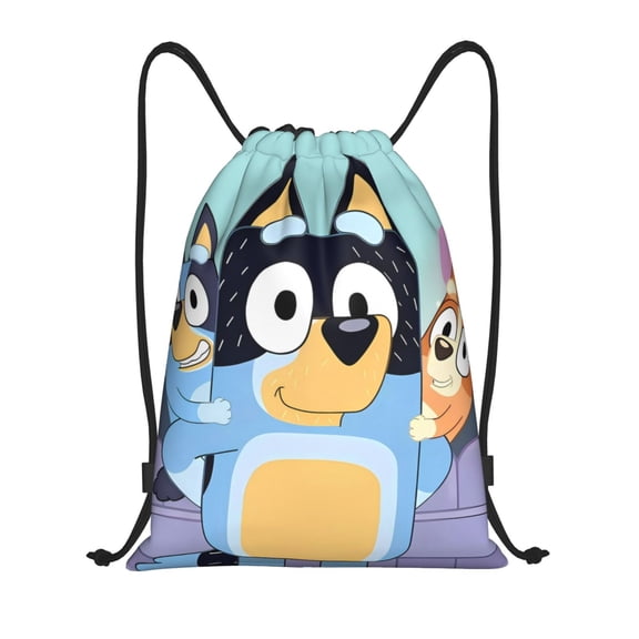 Kowoue Bluey Pattern Drawstring Backpack Bag Sport Gym Sackpack Cinch Bags Drawstring Bags Draw String Sport Bag-Small