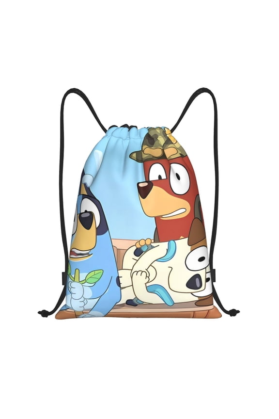 Bluey Pattern Drawstring Backpack Bag Sport Gym Sackpack Cinch Bags Drawstring Bags Draw String Sport Bag-Small