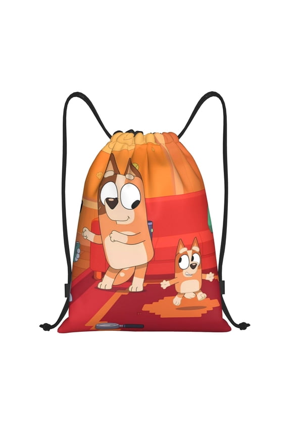 Bluey Pattern Drawstring Backpack Bag Sport Gym Sackpack Cinch Bags Drawstring Bags Draw String Sport Bag-Small