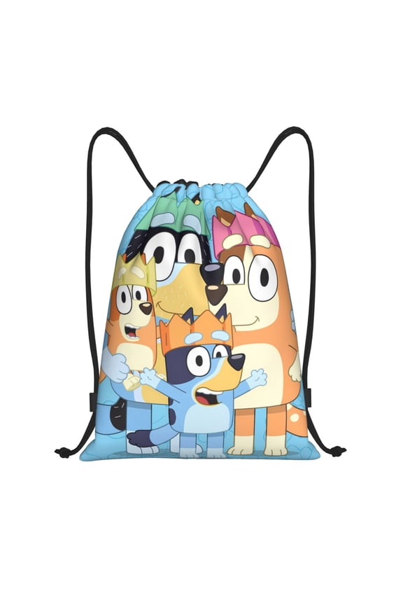 Bluey Pattern Drawstring Backpack Bag Sport Gym Sackpack Cinch Bags Drawstring Bags Draw String Sport Bag-Small