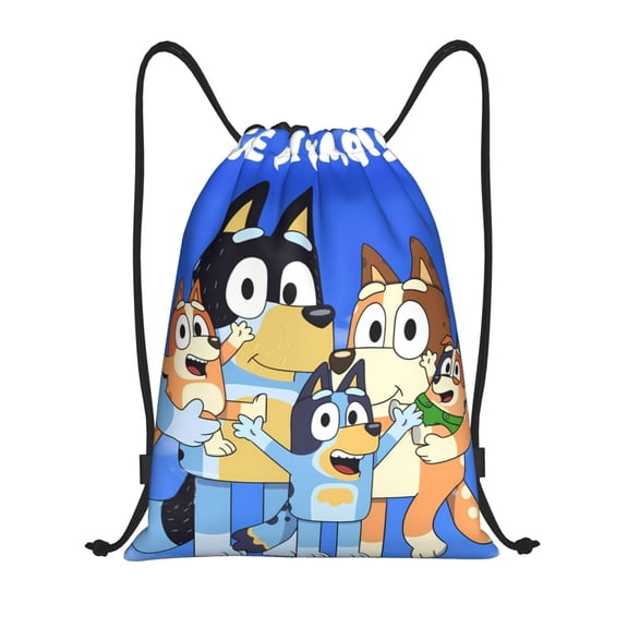 Kowoue Bluey Pattern Drawstring Backpack Bag Sport Gym Sackpack Cinch Bags Drawstring Bags Draw String Sport Bag-Small