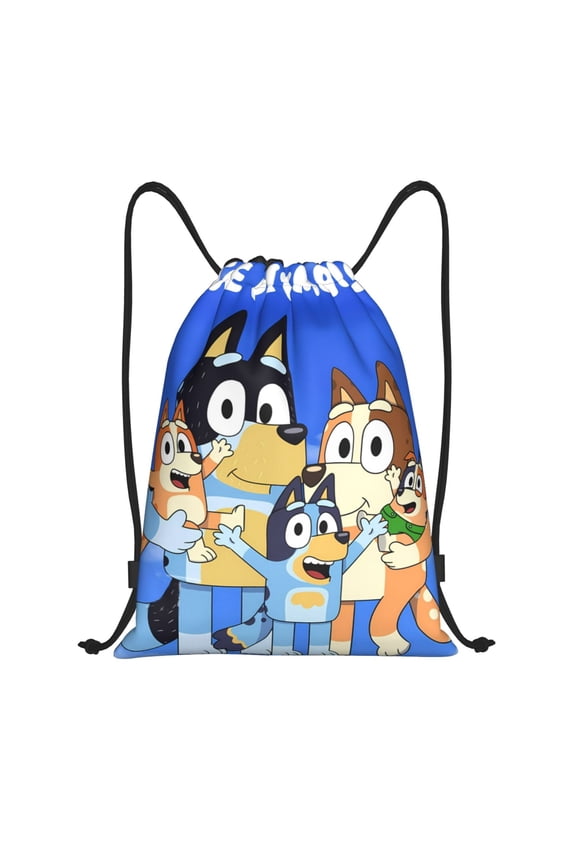 Bluey Pattern Drawstring Backpack Bag Sport Gym Sackpack Cinch Bags Drawstring Bags Draw String Sport Bag-Small