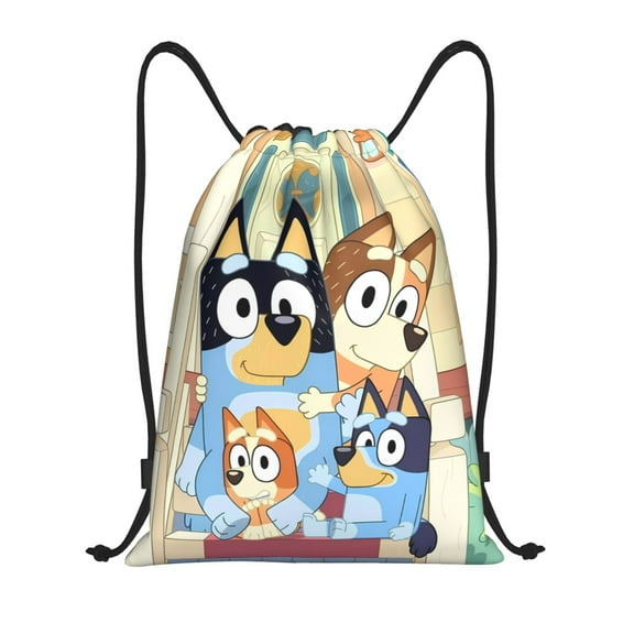 Kowoue Bluey Pattern Drawstring Backpack Bag Sport Gym Sackpack Cinch Bags Drawstring Bags Draw String Sport Bag-Small