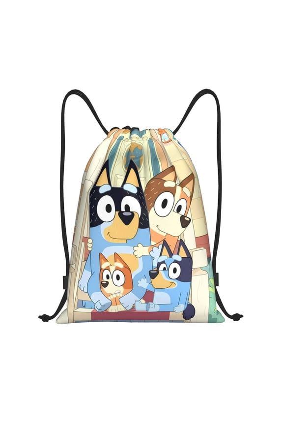 Bluey Pattern Drawstring Backpack Bag Sport Gym Sackpack Cinch Bags Drawstring Bags Draw String Sport Bag-Small
