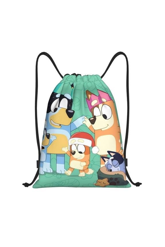 Bluey Pattern Drawstring Backpack Bag Sport Gym Sackpack Cinch Bags Drawstring Bags Draw String Sport Bag-Small
