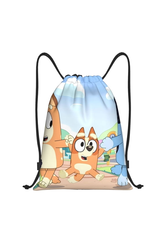 Bluey Pattern Drawstring Backpack Bag Sport Gym Sackpack Cinch Bags Drawstring Bags Draw String Sport Bag-Small