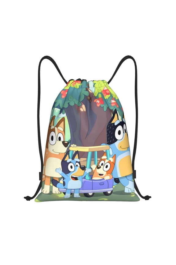 Bluey Pattern Drawstring Backpack Bag Sport Gym Sackpack Cinch Bags Drawstring Bags Draw String Sport Bag-Small