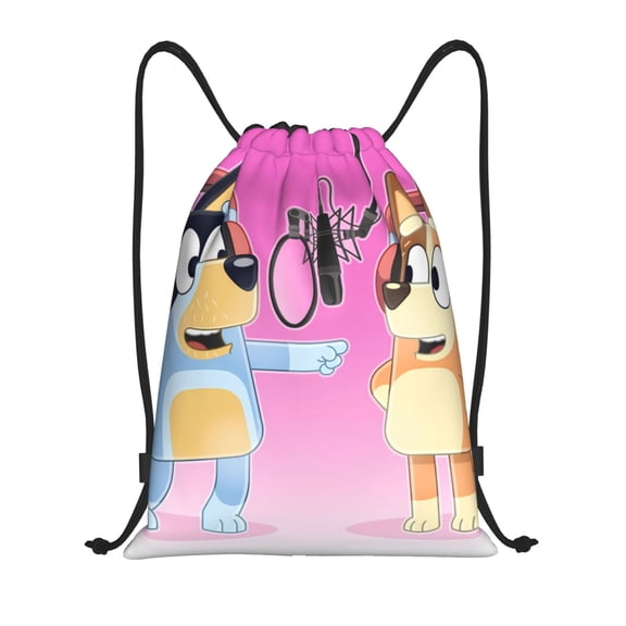 Kowoue Bluey Pattern Drawstring Backpack Bag Sport Gym Sackpack Cinch Bags Drawstring Bags Draw String Sport Bag-Small