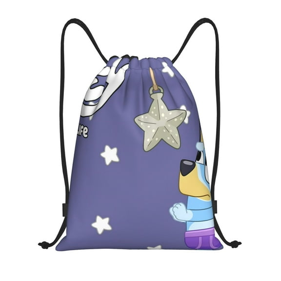 Kowoue Bluey Pattern Drawstring Backpack Bag Sport Gym Sackpack Cinch Bags Drawstring Bags Draw String Sport Bag-Small