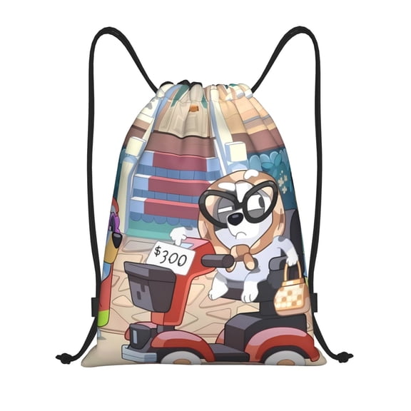 Kowoue Bluey Pattern Drawstring Backpack Bag Sport Gym Sackpack Cinch Bags Drawstring Bags Draw String Sport Bag-Small