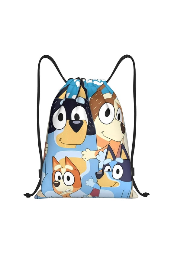 Bluey Pattern Drawstring Backpack Bag Sport Gym Sackpack Cinch Bags Drawstring Bags Draw String Sport Bag-Small