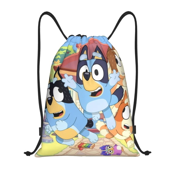 Kowoue Bluey Pattern Drawstring Backpack Bag Sport Gym Sackpack Cinch Bags Drawstring Bags Draw String Sport Bag-Small