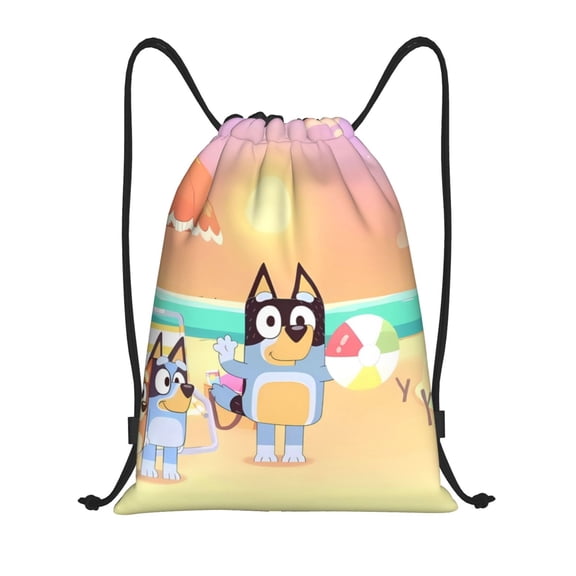 Kowoue Bluey Pattern Drawstring Backpack Bag Sport Gym Sackpack Cinch Bags Drawstring Bags Draw String Sport Bag-Small