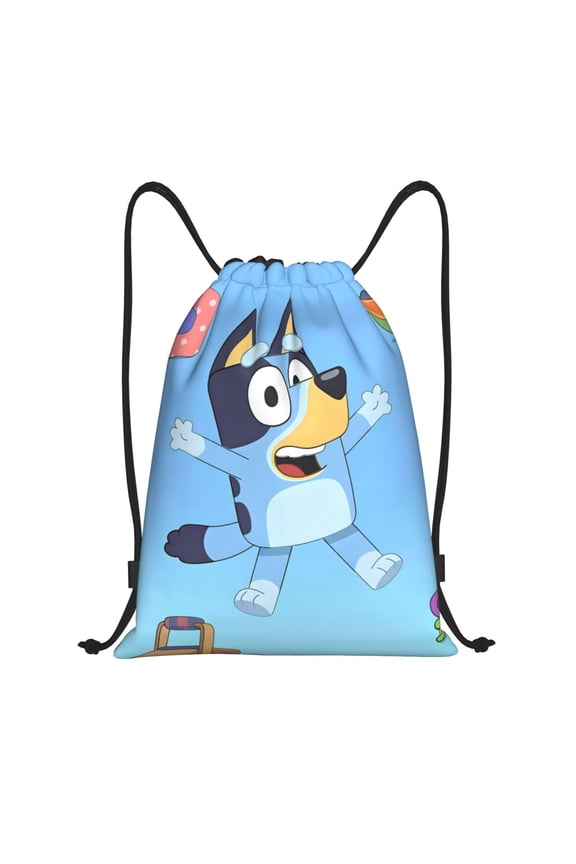 Bluey Pattern Drawstring Backpack Bag Sport Gym Sackpack Cinch Bags Drawstring Bags Draw String Sport Bag-Small