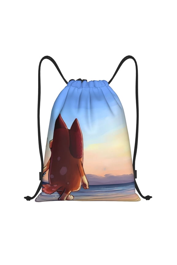 Bluey Pattern Drawstring Backpack Bag Sport Gym Sackpack Cinch Bags Drawstring Bags Draw String Sport Bag-Small