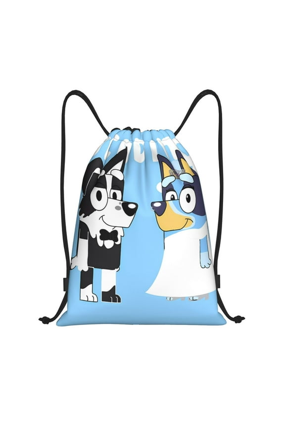 Bluey Pattern Drawstring Backpack Bag Sport Gym Sackpack Cinch Bags Drawstring Bags Draw String Sport Bag-Small