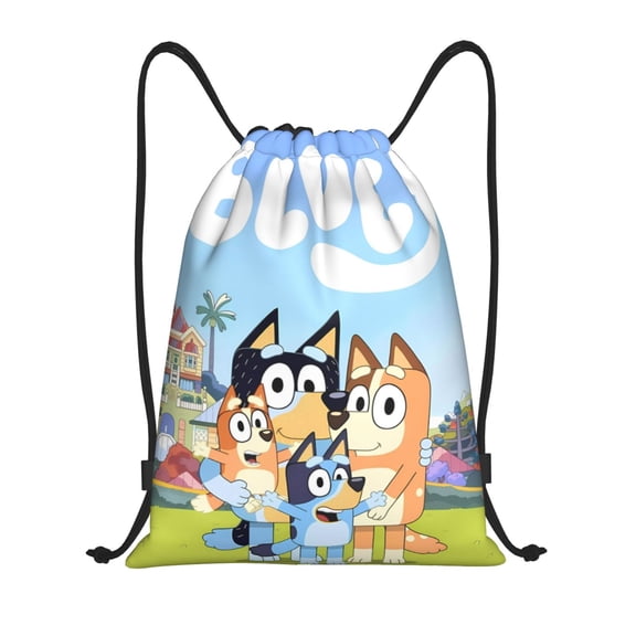 Kowoue Bluey Pattern Drawstring Backpack Bag Sport Gym Sackpack Cinch Bags Drawstring Bags Draw String Sport Bag-Small