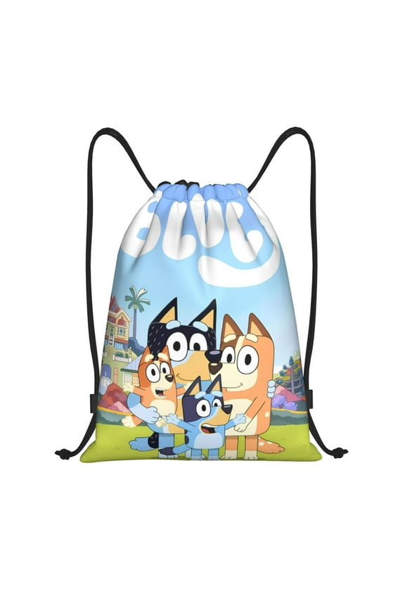 Bluey Pattern Drawstring Backpack Bag Sport Gym Sackpack Cinch Bags Drawstring Bags Draw String Sport Bag-Small