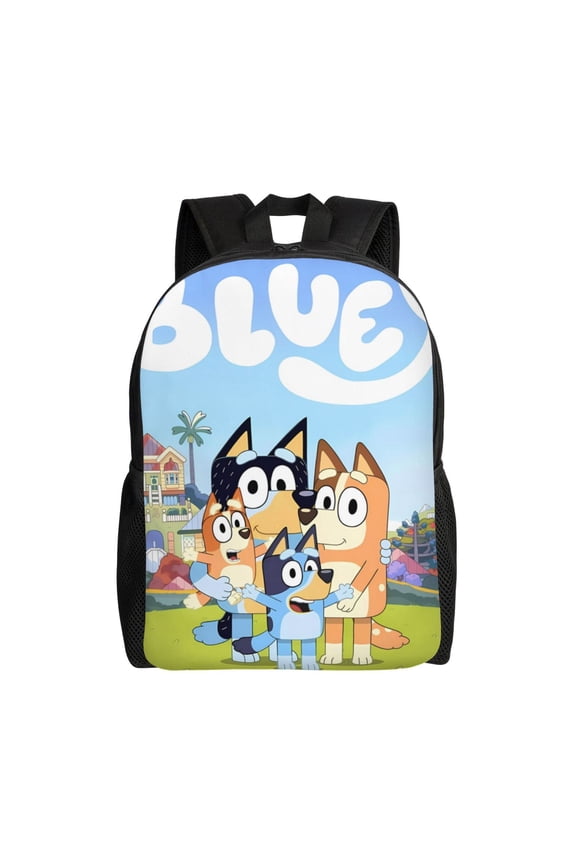 Bluey Pattern Large Capacity Backpack Padded Laptop Compartment, Ergonomic Design for School, Work, Travel, and Outdoor Activities