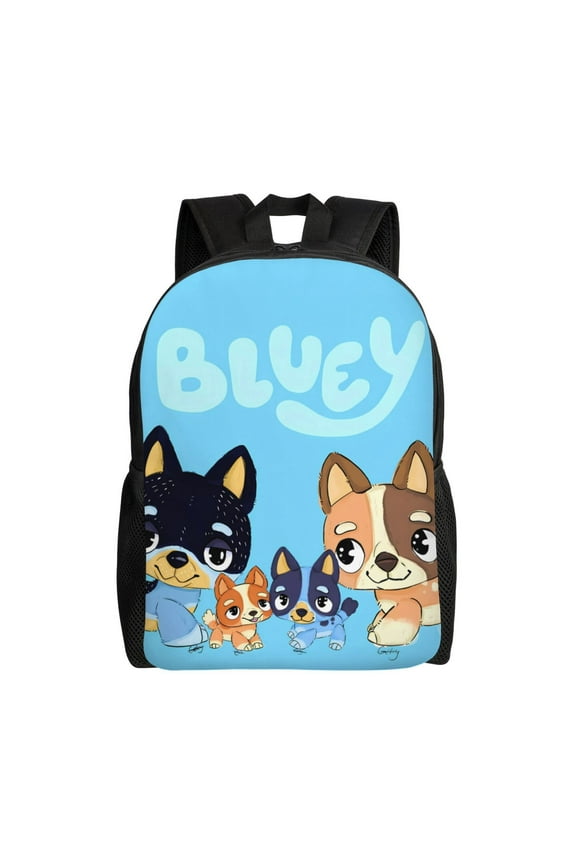 Bluey Pattern Large Capacity Backpack Padded Laptop Compartment, Ergonomic Design for School, Work, Travel, and Outdoor Activities