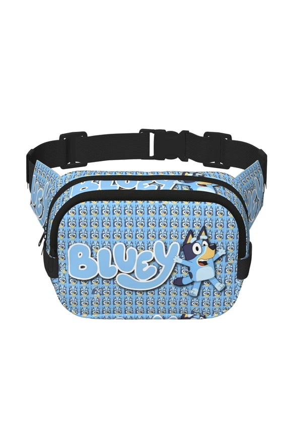 Bluey Pattern Square Double Layer Waist Bag  Belt Bag with Adjustable Strap, Outdoor Waist Pack , Belt Bag with Multiple Compartments