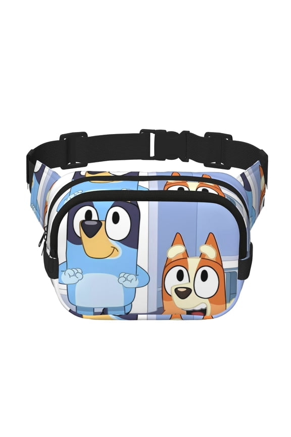Bluey Pattern Square Double Layer Waist Bag  Belt Bag with Adjustable Strap, Outdoor Waist Pack , Belt Bag with Multiple Compartments