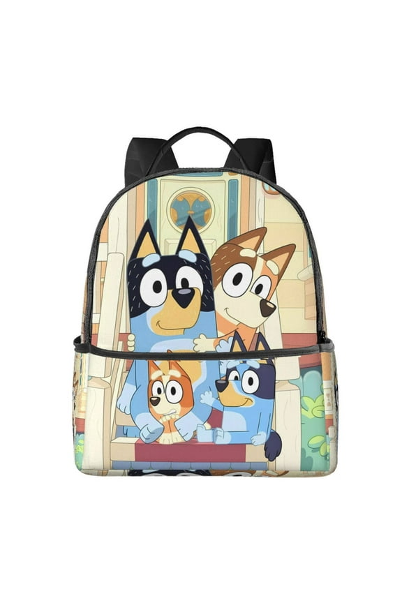 Bluey Pattern Student Backpack  Ergonomic Double Shoulder Backpack, Large Capacity Durable & Comfortable, for School, College, Travel